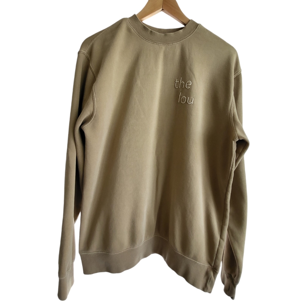 Graphic *the lou* Pullover Tan Sweatshirt Unisex S, St. Louis Fans,Students